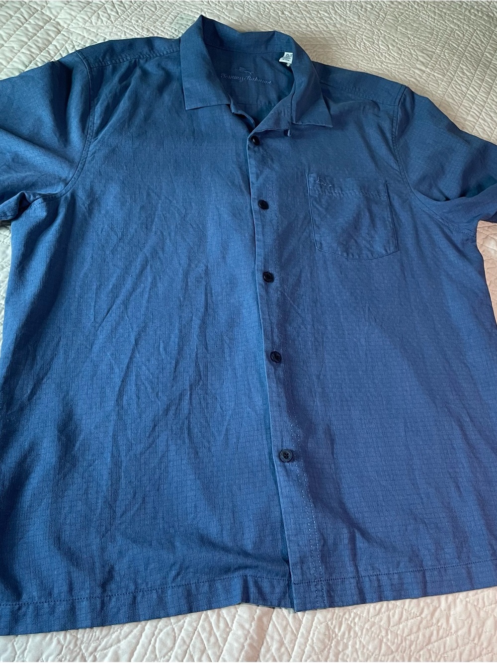 Tommy Bahama Navy Blue Short-Sleeve Button-Down Shirt